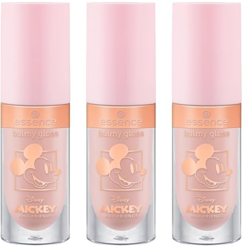 essence Mickey and Friends balmy gloss, Lippenbalsam, Nr. 01, Orange, vegan, ohne Parabene, ohne Mikroplastikpartikel, Nanopartikel frei, 3er Pack (3x4.5ml)