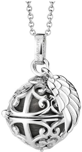 Engelsrufer Damen Halskette aus Sterling Silber mit Klangkugel Anhänger Silber in der Größe XS mit perlmutt grauer Klangkugel, Karabinerverschluss, nickelfrei, Größe: 45+5 cm, ERN-ER23-27-XS
