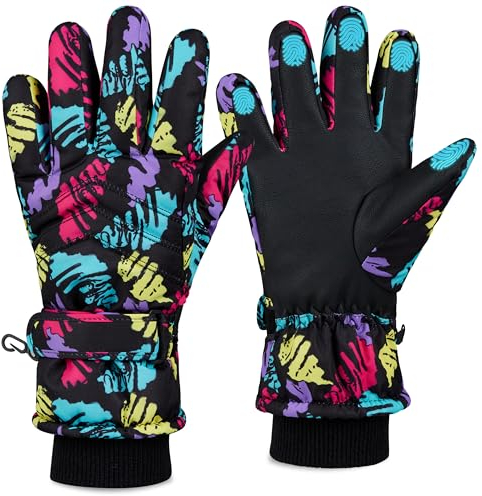 CityComfort Ski Handschuhe Kinder Mädchen Sports & Outdoor Handschuhe Winter Wasserdicht Thermal Touchscreen Skihandschuhe Kinder 6-15 Jahren (Mehrfarbig, 11-15 Jahre)