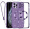 Kokio Glitter Magnetica Cover per iPhone 11 Pro con Cordino, Compatibile con MagSafe, Brillantini Sottile Silicone TPU Antiurto Custodia per iPhone 11 Pro con 2 Vetro Temperato Bumper, Viola