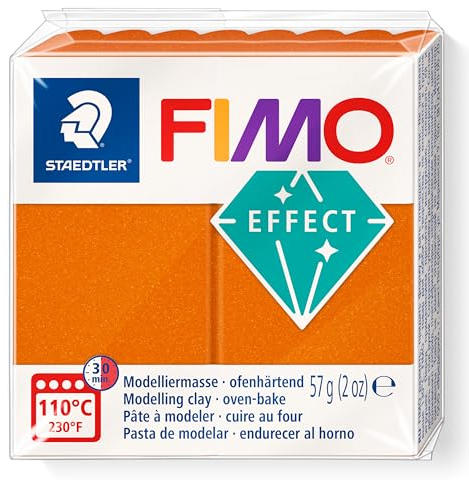 STAEDTLER FIMO Effect Metallicfarben, metallic orange, weich und geschmeidig, für Einsteiger und Hobbykünstler, kompatibel mit FIMO Soft und FIMO Professional, Normalblock 57g, 8010-41