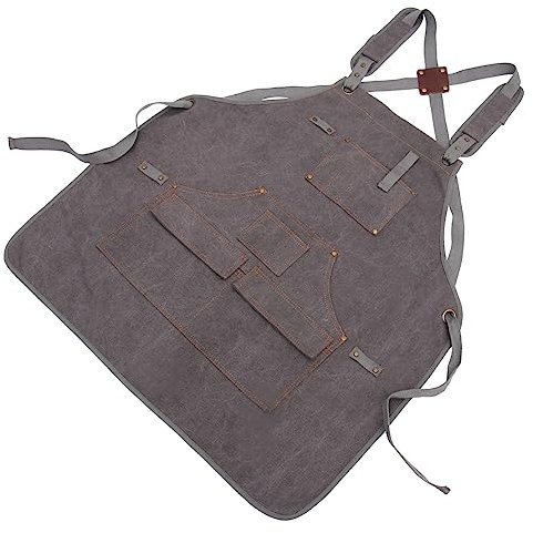 Holibanna Thickened Washed Canvas Multi-pocket Apron for Welding and Woodworking Dark Grey Protective Workwear for Electricians and Pet