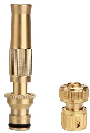 Garden Hose Nozzles with Hose Connector, Adjustable Hose Spray Nozzle & Quick Connector Fittings Set, Solid Brass Pressure Spray Nozzle for Garden Hoses (2 Pack)