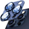 Wumigoo Camera Lens Protector for iPhone 16 Pro Max/16 Pro/15 Pro Max/15 Pro/14 Pro Max/14 Pro, Aluminum Alloy Sapphire Glass Camera Screen Cover, Case Friendly- Glitter Blue