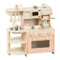 Holz Küche Spielplatz für Kinder Alter 3-8, Pretend Play Küche für Kleinkinder mit realistischem Design, Kochzubehör, Kaffeemaschine, Backofen, Mikrowelle, Waschbecken