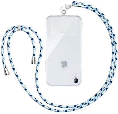 Vauki Universal Mobile Phone Chain Lanyard Neck Strap Nylon with Adjustable Removable Compatible with iPhone/Samsung/Xiaomi Most Smartphones, Blau