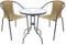 LOLAhome | Conjunto Jardín y Exterior 1 Mesa y 2 Sillas | 2 Sillones Apilables Ratán Natural | Mesa de Cristal y Acero para Balcón o Terraza | Trivia