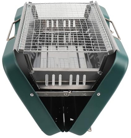 SIXRUN Barbecue Portable, Valise de Barbecue Portable 410 en Acier Inoxydable Résistant aux Hautes Températures, Barbecue au Charbon de Bois Portable pour Le Camping en Plein Air