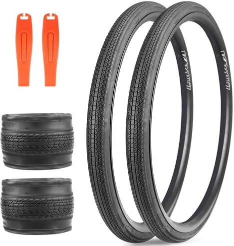 BALINGE Paquete de 2 neumáticos de repuesto para bicicleta de carretera, 700 x 35C, resistentes al desgaste, 2 unidades, cuentas plegables, 700 x 35C, negro, 2 neumáticos y 2 palancas