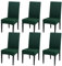 Gluhbirnen Stuhlhussen 6er Set, Stretch Abnehmbare Waschbar Stuhlbezug, Hussen für Stühle, Stuhlbezug Sitzfläche, Geeignet für Hotels, Bankette, Restaurants, Familien, Dunkelgrün