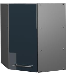 Vicco Eckhängeschrank Fame-Line, Küchen-Eckschrank, Dunkelblau Hochglanz/Anthrazit, 57 cm