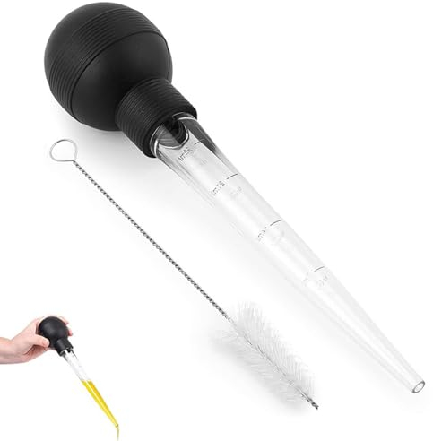 2 Pcs Turkey Baster, Turkey Baster Large, Baster for Cooking, Turkey Oil Dropper with Brush, Cooking Turkey Injector Long Turkey Baster for Oiling and Marinating Turkey Beef Pork(Black)