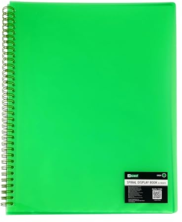 D.RECT Sichtbuch PP A4, 20 Hüllen, Sichtmappe, Solid, Präsentationsordner, Angebotsmappen, Spiral Display Book, Grün
