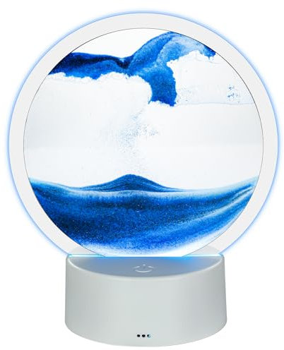 VANTREEGAO Moving Sand Art Picture in Motion Rundes Glas (Blau)