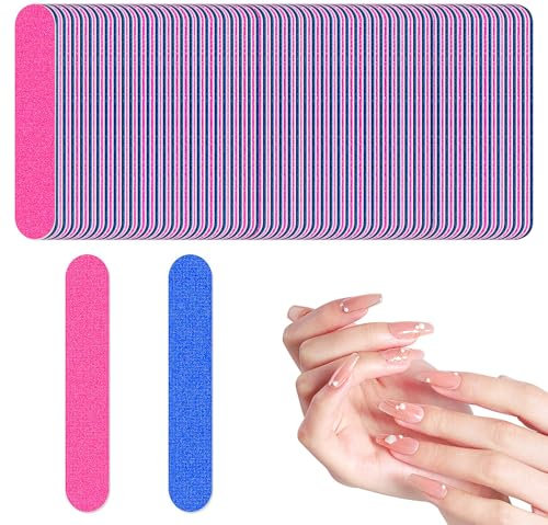 100 Pcs Disposable Nail Files,Professional Nail File,Double Sided Emery Board,180/240 Grit Nail File,for Natural Fake Nails for Home and Salon Use
