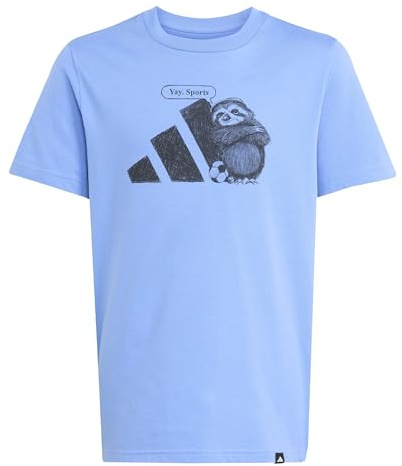 adidas Unisex Kinder Sports Graphic T-Shirt JUNIOR, Blue Fusion, 7-8 Years