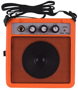 Ailgely 5W Guitar Amplifier Speaker with Volume Tone Adjustment, Lightweight Portable Mini Amp for Acoustic Electric Guitar, 3.5mm & 6.35mm Inputs (Black) (Orange)