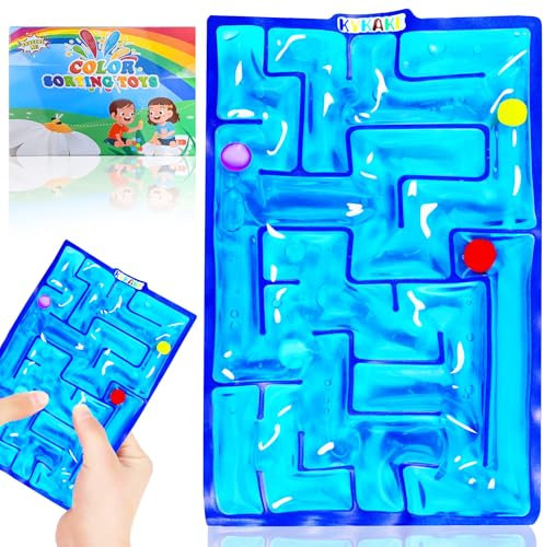 Sensorik Labyrinth Fidget, Sensorik Spielzeug Marble Maze Gel gefüllt Angst Linderung Spielzeug mit gefülltem GOO Squishy Spielzeug für Kinder und Erwachsene mit Autismus Stress (Blau)