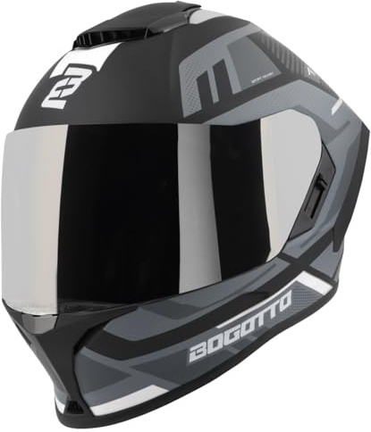 Bogotto Phantom Codex Fiberglass Helm, schwarz/grau/weiß, XS