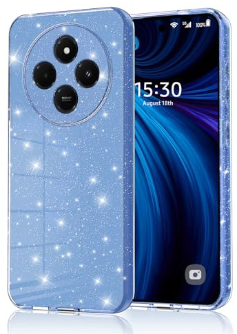 Eherui Glitzer Handyhülle für Xiaomi Redmi 14C / Redmi A4 / Poco C75, Silikon TPU Anti-Fingerabdruck Hülle,Flexible Stoßfeste Case Kratzfest und Absturzsicherung Schutzhülle für Redmi 14C,Blau