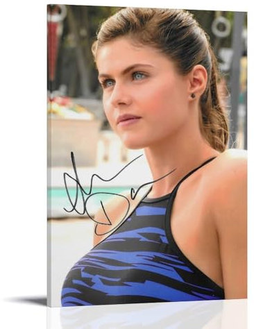 ZAJSGPUR Aesthetic Movie Star Alexandra Daddario Signed Poster Dekorative Malerei Leinwand Wandkunst Wohnzimmer Poster Schlafzimmer Malerei 16x24inch(40x60cm)