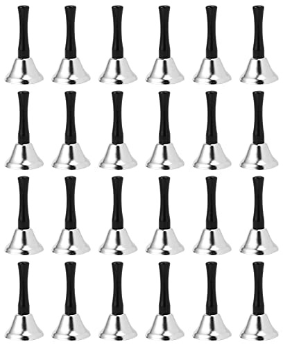 Cpolebev 24 StüCke Hand Glocken Silber Stahl Service Handbells Schwarz Diatonische Metall Glocken Musikalische Percussion ()