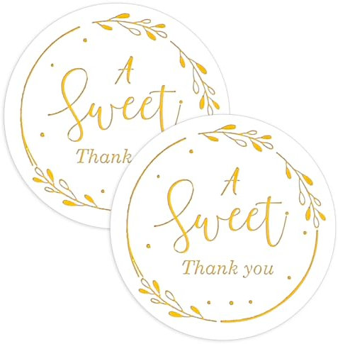 120 Pcs Gold Thank You Sticker A Sweet Thank You Stickers Round Circle, Personalized Stickers for Packaging, Gold Foil Labels for Wedding, Baby Shower, Birthday Favors, Gift Wrapping, Envelopes Seal