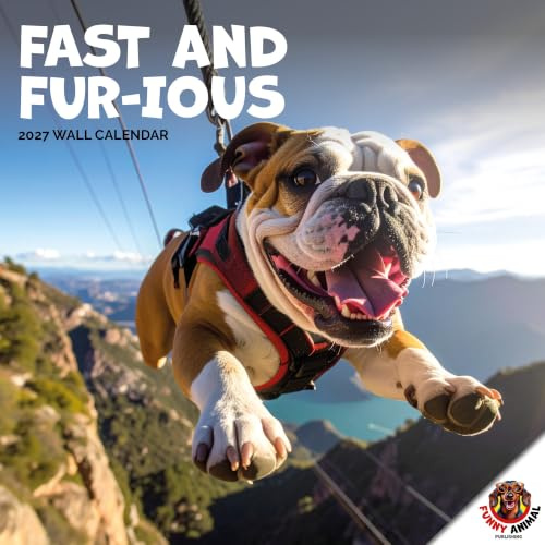Funny Animals Collection, Fast and Fur-ious Dogs Calendar 2027, Large | Large square 16-month wall calendar, ideal as a Fast and Fur-ious Dogs gift.