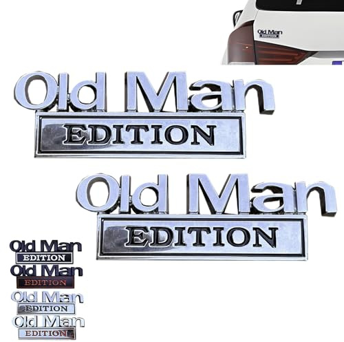 2 Stück Old Man Edition Autos Emblem, 3D Metall Auto Stoßstangenaufkleber, Old Man Edition Autos Außenembleme, Lustige 3D Metall Aufkleber, Typenschild Aufkleber Für AutoSeiten, LKW, Heckklappe(A)
