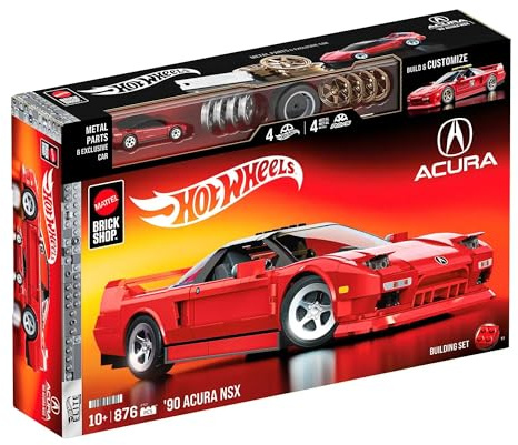 Hot Wheels 1/16 Honda Acura NSX 1990 Building Kit, 876 Pieces, Includes 1/64 Mini Car, Hot Wheels Mattel