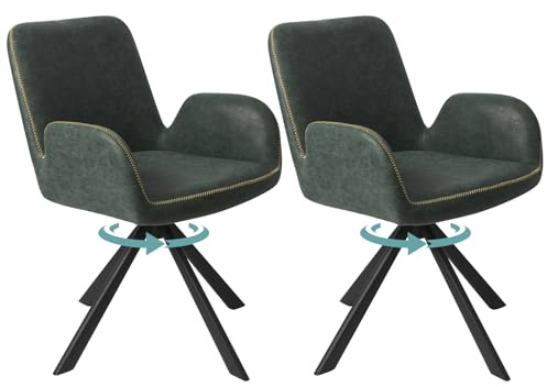 HOMAVO Drehbare Esszimmerstühle 2er Set mit Armlehnen – 360° ergonomische und Bequeme Stühle mit breiter Sitzfläche – Für Esszimmer, Wohnzimmer oder Büro