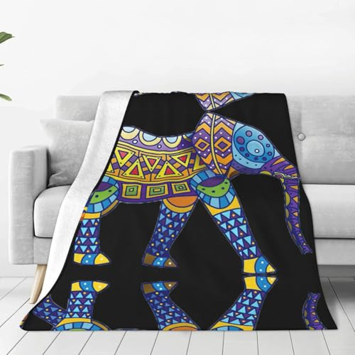 Migpkd Bunte Elefanten-Samt-Fleecedecke, flauschig, warm, gemütlich, Überwurf für Winter-Bettwäsche, Couch und Geschenk