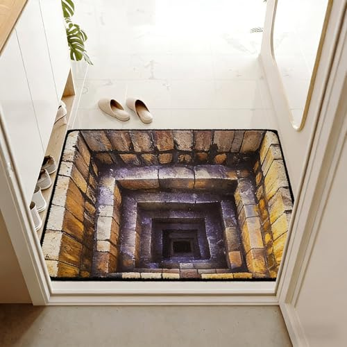 FIUTEKO 3D Teppich optische täuschung, 3D-Optische Täuschung Allwetter-Fußmatte, lustiger 3D-Teppich für Zuhause, Außeneingang, Hof, Boden, Terrasse (50 * 80 cm)