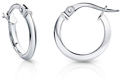 Orovi Schmuck Damen Klassische Zeitlose goldene Creolen Ohrringe Elegante Klappcreolen aus Weißgold 18 Karat(750) Gold, Kreolen-Durchmesser 14,5 mm