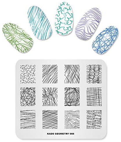 Kads Nagelstempelplatte, Geometrie-Muster, Schablone mit Bild-Design, für DIY-Nailart und Nagelkunst