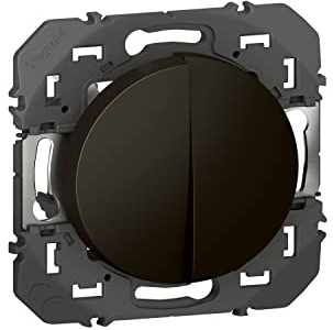 LEGRAND | Interrupteur Ou Va-Et-Vient 10AX + Bouton Poussoir 6A, Dooxie, Finition Noir Mat, Connexion Rapide Sans Outil, À Compléter Avec Plaque De Finition