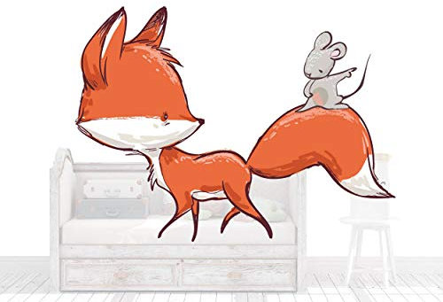 Sunnywall Wandtattoo Aufkleber Fuchs & Maus Größe Größe 1