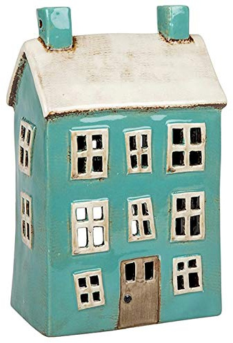 Village Pottery Large House Tealight Holder in Sea Green