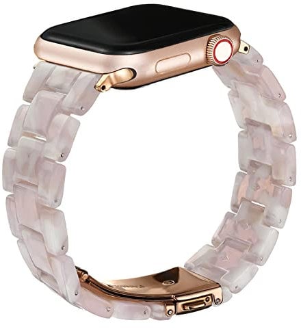 Wongeto Straps Compatible with Apple Watch Band 38mm 40mm 41mm Series 8/7/6/SE/5/4/3/2/1 Women Men, Fashion Resin iWatch Replacement Wristband Strap (Flower Pink, 38/40/41mm)