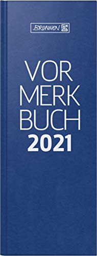 BRUNNEN 1078602301 Tischkalender/Vormerkbuch Modell 786, 2 Seiten = 1 Tag, 11,0 x 29,7cm, Balacron-Einband blau, linke Seite Kalendarium 2021, rechte Seite für Notizen