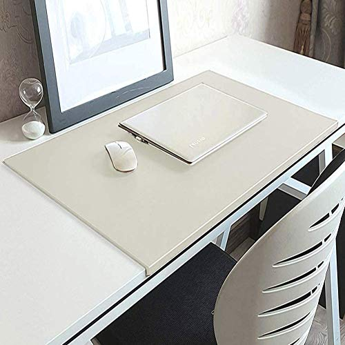 Sous-main multifonction pour bureau, souris, clavier d'ordinateur portable, grand tapis de bureau avec protection de bords antidérapants, tapis d'écriture lisse, tapis de jeu 80 x 40 cm, blanc