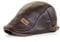 CHENNUO Leder Kappe Herren Winter PU-Leder Schiebermütze Flatcap Schirmmütze (Dunkelbraun)