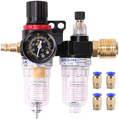Mengger Riduttore di pressione aria separatore acqua druckregler pneumatico per compressore pneumatico Componenti Filtro regolatore processore Con 4Pcs PC4 M5 Raccordi ad Aria Rapido Pneumatica