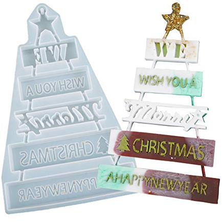 SUNSK Weihnachtsbaum Silikonform Weihnachten Gießformen Epoxidharz Formen 3D Resin Mold Christmas Tree Silikonformen Anhänger Harz Gießen Formen Hängende Tags