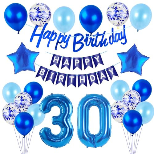 Luftballons 30 .Geburtstag Deko Mann blau Folien ballon 30 Geburtstag Deko Mann geburtstagsdeko 30 jahre geburtstag dekoration Mann, deko 30. Geburtstag Männer deko girlande 30 Geburtstag banner