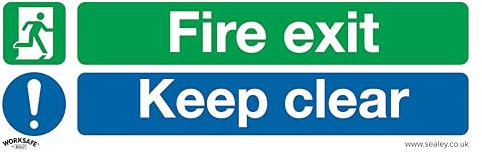 Safe Conditions Safety Sign - Fire Exit Keep Clear - Rigid Plastic - Pack of 10