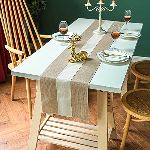 Lsimeru Rustikal Natur Tischläufer Hochzeit Jute 30 cm breit 220cm Lang Modern Minimalistisch Sackleinen Tischland für Esstisch/Couchtisch/Kommode