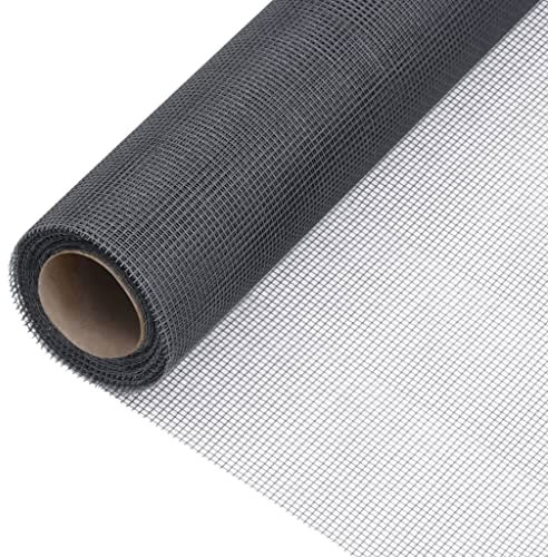 vidaXL Fliegengitter Fliegennetz Insektenschutz Gitter Gewebe Gaze Rolle Meterware Mückengitter Mückenschutz Tür Fenter Fiberglas 112x2000cm Grau