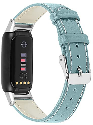 AISPORTS Kompatibel mit Fitbit Luxe Armband Leder für Damen, Weiches Atmungsaktives Leder Sportarmband Metallschnallenverschluss Armband Ersatzarmband für Fitbit Luxe Fitness und Wellness Tracker