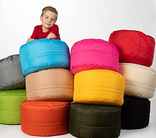 sunnypillow Sitzsack - Hocker rund 25 x 45 cm - Indoor & Outdoor - Runder Sitzpouf mit abnehmbarem Bezug - Sitzbank, Sitzhocker, Bodenkissen Bean Bag Puff - Cremefarben